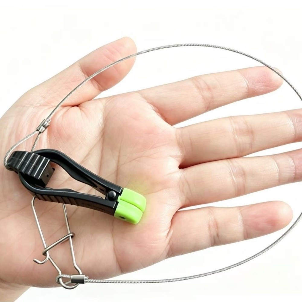 Fishing Depth Finder - Hochbelastbarer Tiefwasser-Abschleppclip Stahlseil-Schnellentriegelungsclip mit Seilklemme Verstellbar